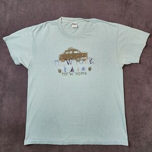 Vintage New York Taxi Graphic T Shirt Medium Embroidered Single Stitch USA Made‎